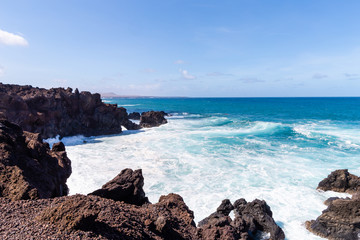A view of a beach of Lanzarote, Canary Islands, Spain.
