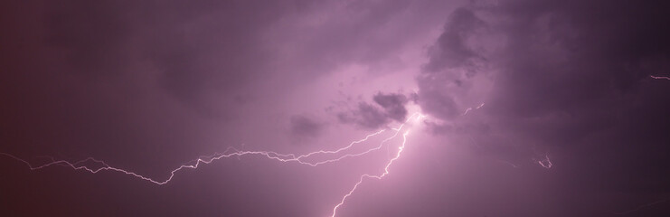 Lightning in the sky at night