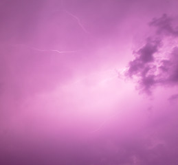 Lightning in the sky at night