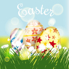 Easter card with eggs and flowers. Vector illustration EPS10