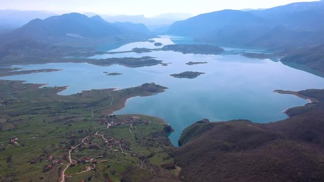 Aerial view of Rama lake or Ramsko jezero , Bosnia and Herzegovina