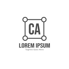 Initial CA logo template with modern frame. Minimalist CA letter logo vector illustration