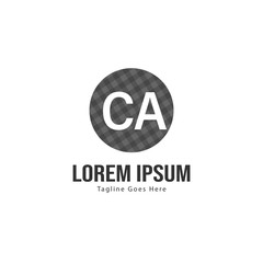 Initial CA logo template with modern frame. Minimalist CA letter logo vector illustration