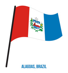 Alagoas Flag Waving Vector Illustration on White Background. States Flag of Brazil