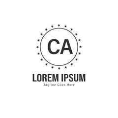 Initial CA logo template with modern frame. Minimalist CA letter logo vector illustration