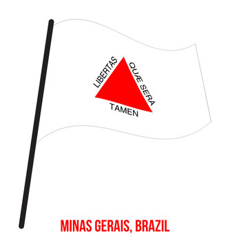 Minas Gerais Flag Waving Vector Illustration on White Background. States Flag of Brazil