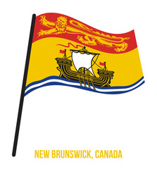 New Brunswick Flag Waving Vector Illustration on White Background. Provinces Flag of Canada