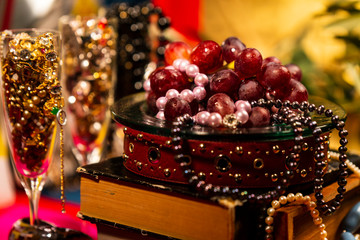 Red Grapes Arranged with Jewellery
