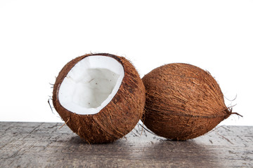 tropical ripe coconuts in detail