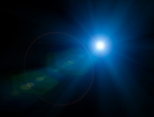 Lights and stars in the night. Lens refraction effect. Stars in the sky. Observe celestial bodies, new solar systems. Planets. Science fiction background