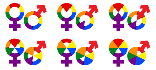 Fototapeta premium Gender Symbol Collection in Rainbow Color Illustration. Vector Rainbow Male Female Gender Sign