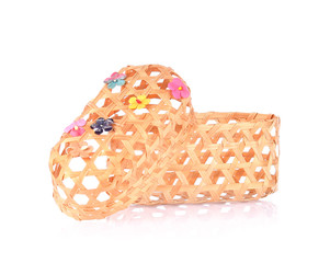 basket wooden on white Background