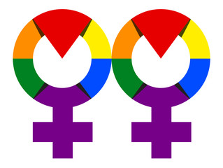 Lesbian Symbol in Rainbow Color Illustration. Vector Rainbow Homosexual Gender Sign