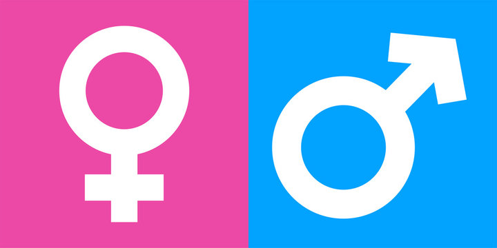 Gender Icons With Color Background Illustration. Vector Male and Female Gender Icons.