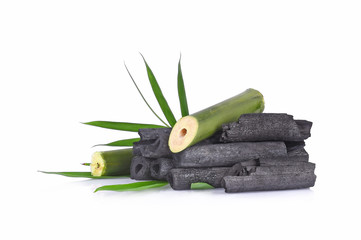 Natural bamboo charcoal isolated on white background