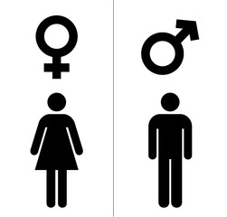 Male and Female Icons With Black Color. Gender Symbol Vector Illustration.