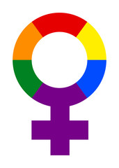 Obraz premium Illustration of Woman Symbol in Rainbow Color. Vector Rainbow Woman Gender Sign