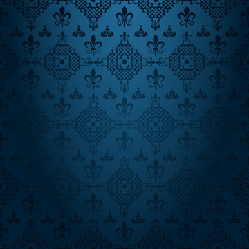 Dark blue wallpaper background pattern in royal style