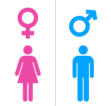 Male and Female Icons With Blue And Pink Color. Gender Symbol Vector Illustration.