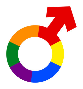 Man Symbol in Rainbow Color Illustration. Vector Rainbow Male Gender Sign