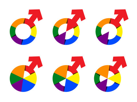 Collection of Man Symbol in Rainbow Color Illustration. Vector Set Male Gender Sign