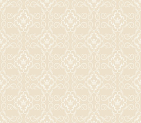 Seamless Wallpaper Damask. Beige background in royal style