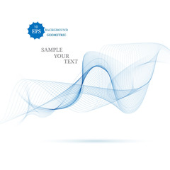 Vector illustration of blue abstract background made of light splashes and curved lines