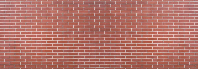 Photo sur Plexiglas Mur de briques Fond de mur de brique rouge moderne, large panorama de maçonnerie