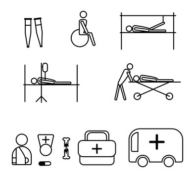 Set of icons on the medical theme. Traumatology. Vector illustration