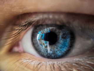 Beautiful blue eye in macro.