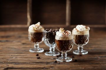 coffee cocktail with whipped cream