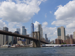 Naklejka premium Brooklyn Bridge Landscape w Nowym Jorku, USA
