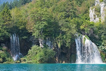 Fototapeta na wymiar Waterfalls at Plitvice National Park, Croatia