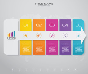 5 steps of arrow infografics template. for your presentation.	