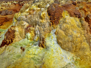 Danakil's depression dies incredibly bright colors that make salt crystals. Ethiopia