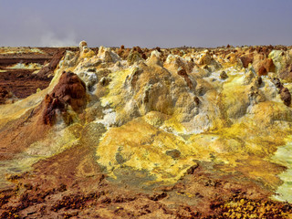 Danakil's depression dies incredibly bright colors that make salt crystals. Ethiopia