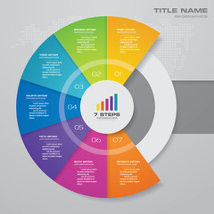 7 steps cycle chart infographics elements for data presentation. EPS 10.	