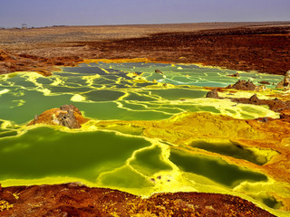 Danakil's depression dies incredibly bright colors that make salt crystals. Ethiopia