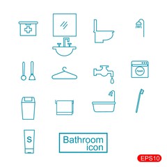 Bathroom line icon set