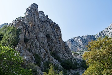 Magnificient untamed and wild mountain landscape of Paklenica National Park, Croatia