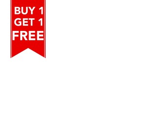 Buy one get one free promotional sale label for business with space for text