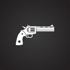 Pistol related icon on background for graphic and web design. Simple illustration. Internet concept symbol for website button or mobile app.