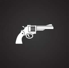 Pistol related icon on background for graphic and web design. Simple illustration. Internet concept symbol for website button or mobile app.