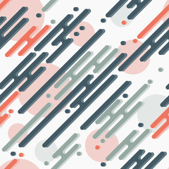 Seamless pattern of stretched geometric shapes with rounded edges. Diagonal arrangement. Grayscale. Geometric background.