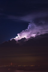 Beautiful lightning and cumulonimbus cloud at night