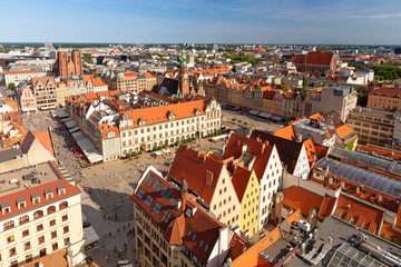 Fototapeta na wymiar Wroclaw in Poland. Top view od the old town