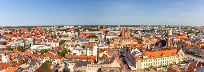 Naklejka na ściany i meble Panorama of the city. Wroclaw. Poland
