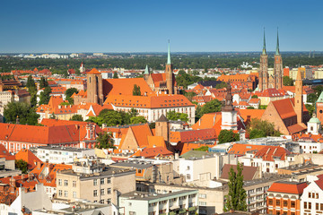 Fototapeta na wymiar Wroclaw in Poland. Top view od the old town