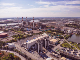 Fototapeta premium Aerial view Power plants, petrochemical plants.