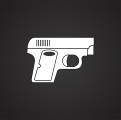 Fototapeta premium Pistol related icon on background for graphic and web design. Simple illustration. Internet concept symbol for website button or mobile app.